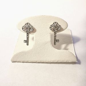 Gold with Cubic Zirconia Key Earrings